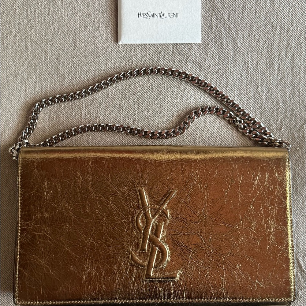 Yves Saint Laurent Black and Gold Leather Wallet